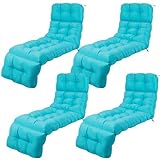 DoubleFill 4 Pcs Indoor/Outdoor Chasie Lounge Tufted Bench Cushions, 72'x22' Outdoor Bench Cushion for Wicker Loveseat Porch Swing Cushions, Patio Chair Furniture Replacement Cushion, Green Tufted