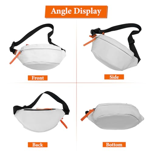 Image of GUSTAVE Waist Bags for Men Women, Fanny Pack Women Cross Body Bag Mens Nylon Shoulder Bag, Money Bag for Commuting, Travel, Outdoor Activities, Cycling(white)