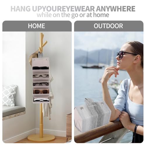 Image of Sunglasses Organizer, Portable Eyeglasses Holder Glasses Storage Box for Women Men, Folding Case Hard Shell, Gradient Design