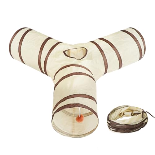 Fenayuu Katzenröhren Und Tunnel - 3-Wege Spielröhre Katzentunnel Spielzeug,Interaktives Spielzeug Mit Guckloch Und Ball Für Aktivität Schlaf...