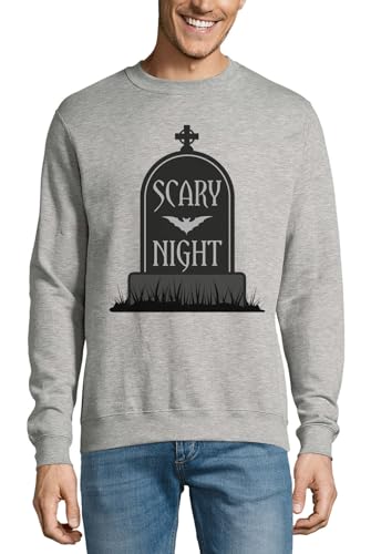 Pull en coton gris Halloween sweat graphique gravestone automne confortable