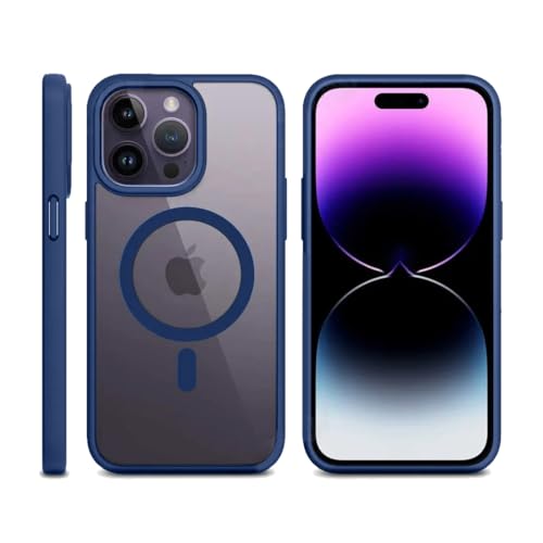 Image of KARWAN️ Hybrid Transparent iPhone 15 Pro Back Cover Case Compatibe with |Shockproof Design |Camera Protection Bump|Transparent Back Cover Case for iPhone 13 Pro Max(PC, TPU|Blue- Bumper