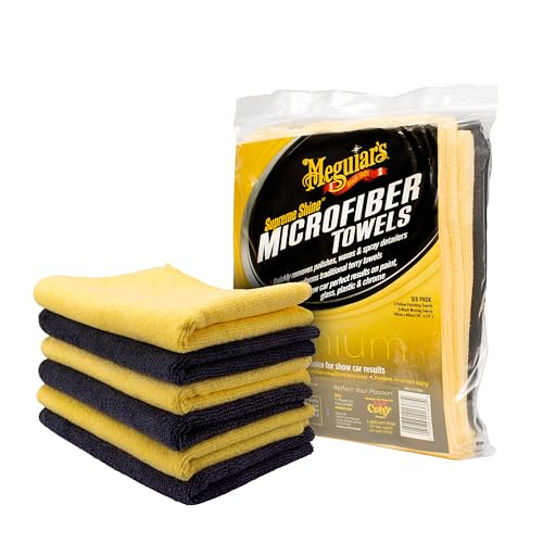 Meguiar’s Supreme Shine Microfiber Towels for Cars, Ultra-Plush Car Microfiber Towel Set for Quickly Removing Product Without Leaving Swirls on Paint, Glass, Plastic, or Chrome