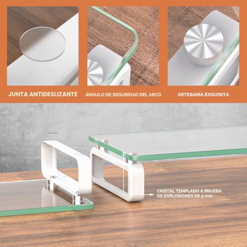 Soporte para monitor de vidrio templado elevador transparente ergonómico para doble pantalla 3