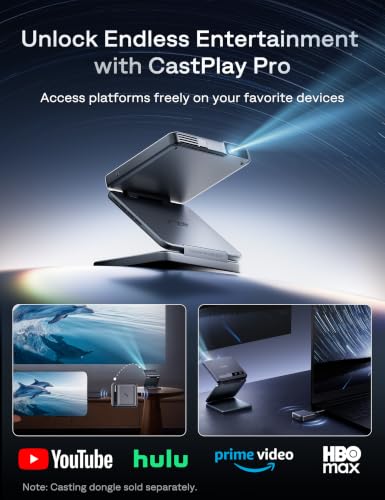 Image of Aurzen ZIP Tri-Fold DLP Pocket Mini Projector, 1.5-Hour Playtime, Grey