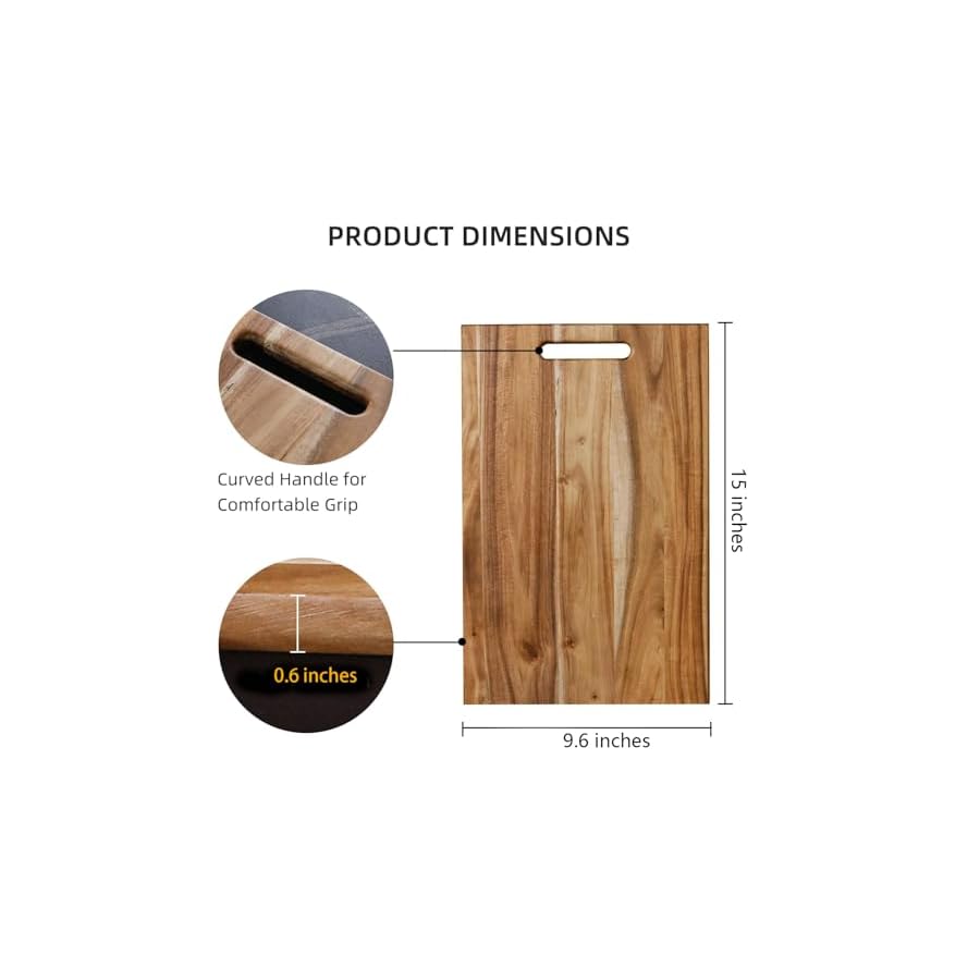 YSTKC-Acacia-Wood-Cutting-Board-with-Hand-Grip-15-x-97-Inch-Wooden-Reversible-Chopping-Board-with-Handle-for-Kitchen-Meal-Prep-Serving-Chopping-Carving-Meat-Fruits-Vegetables-Charcuterie YSTKC Acacia Wood Cutting Board with Hand Grip 15" x 9.7" Inch, Wooden Reversible Chopping Board with Handle for Kitchen Meal Prep Serving, Chopping, Carving Meat, Fruits, Vegetables, Charcuterie