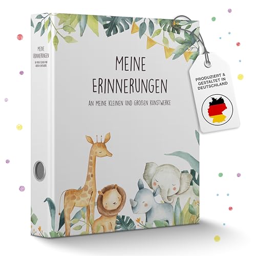 CALLUNA Sammelordner Meine Erinnerungen mit Griffloch Kindergarten Ordner Sammelordner Kindergarten ressourcenschonende Herstellung inkl. EXTRA Schatzsuche Geschenk Tierkinder