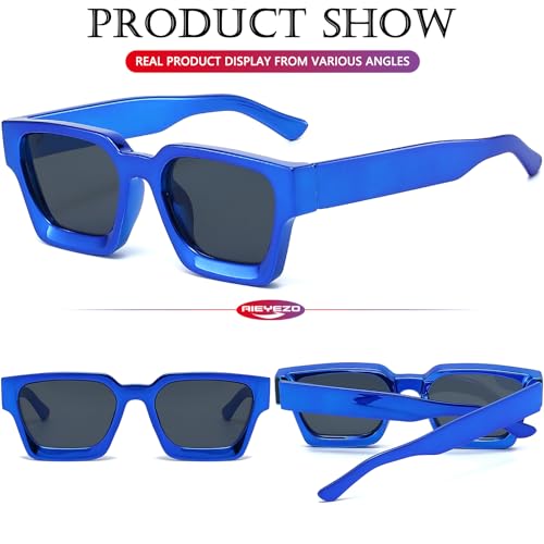 Image of AIEYEZO Square Sunglasses for Women Men Square Thick Frame Sun Glasses Simple Designer Style Shades