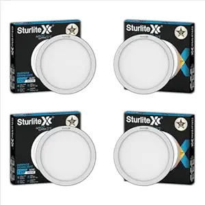 Sturlite S-FIT 12W Round LED Surface Light| 6500k Cool White Color Temperature| 960 Lumens with CRI Tech for Accurate Color Representation - (Pack of 4)
