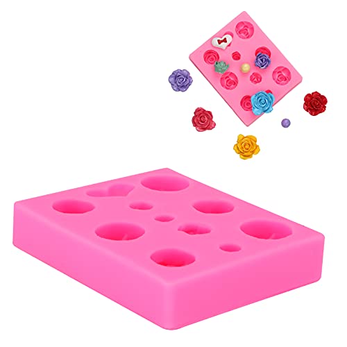 Mini molde de silicone rosa, moldes de doces para fondant, moldes de chocolate rosa, formato de rosa
