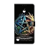 Ufgoszvp Handytasche für iPhone 6 Plus/7 Plus/8 Plus Handyhülle Hülle Case 3D Malen Muster Leder Tasche Flipcase Cover Silikon Schutzhülle Skin Ständer Klapphülle Schale Bumper Brieftasche Pentagramm