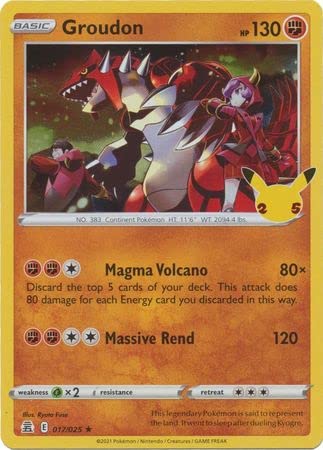 The Pokemon International Pokemon Tarjeta individual GROUDON 017/025 CELEBRATIONS, Multicolor