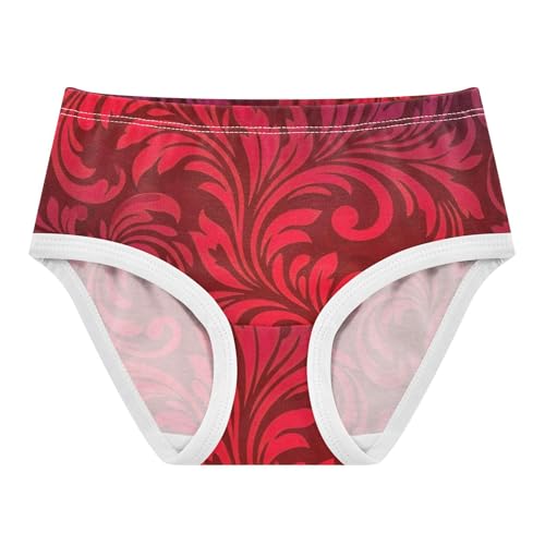 Ornate Floral Designs Red Flowers Panties Little Girl Toddler Girls Underwear Cotton Flower Kids Undies Briefs 2t