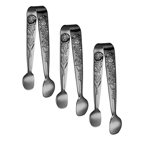 STOBAZA Metal Tongs for Sugar Cubes Small Ice Tongs Portable Serving Utensils Stainless Steel Rose Gold Multi-function