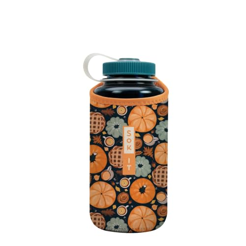 Sok It BotlSok Water Bottle Sleeve Insulated Neoprene Cover (Give Thanks, Fits 32oz Nalgene)