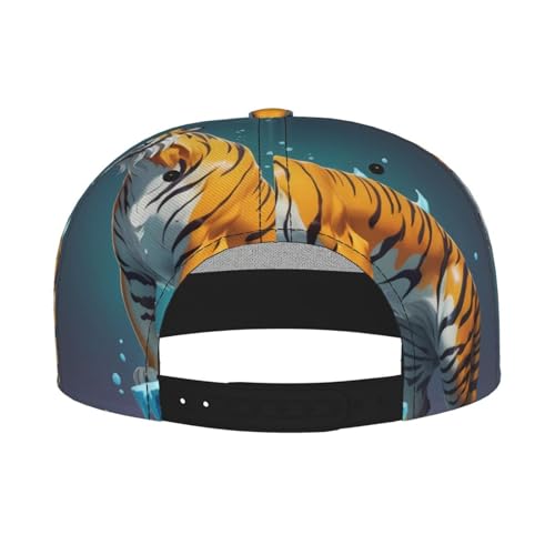 WZYWHJ Stylish Flat-Brim Baseball Cap Dali's Melting Tiger Prints Moisture-Wicking and Breathable Suitable for Daily use Sports and Travel Black - Image 2