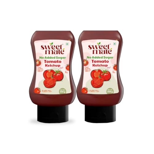 Image of Sweetmate Tomato Ketchup | No Added Sugar & Jaggery | Low Calorie | Tastes like Regular Tomato Ketchup | Natural Ingredients | No Artificial Color, Flavor or thickeners | Ideal for All Ages - 300g x 2