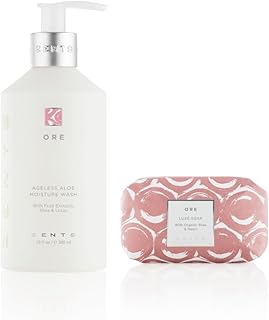 Zents Cleansing Skincare Set (Ore Fragrance) | Hand & Body Wash & Luxe Bar Soap | Moisturizing with Organic Shea Butter | Nourishes & Softens Skin | 10 fl oz & 5.7 oz