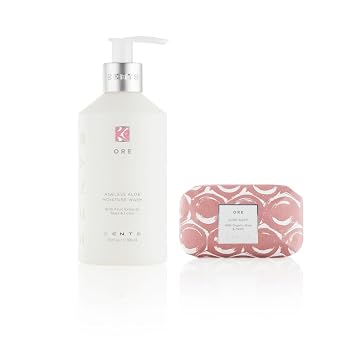 Zents Cleansing Skincare Set Ore Fragrance | Hand & Body Wash & Luxe Bar Soap | Moisturizing with Organic Shea Butter | Nourishes & Softens Skin | 10 fl oz & 5.7 oz