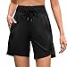 Aseniza Kurze Hose Damen Shorts Sporthose Damen Kurz Jogginghose Hohe Taille Sport Sweatshorts Baggy mit Tasche Zugband für Training Yoga Laufen Running Basketball Schwarz M