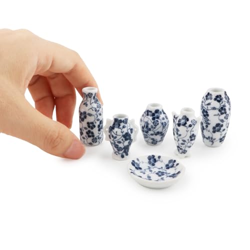 Vases miniatures en porcelaine 1/12 pour fleurir le salon d'une maison de poupée