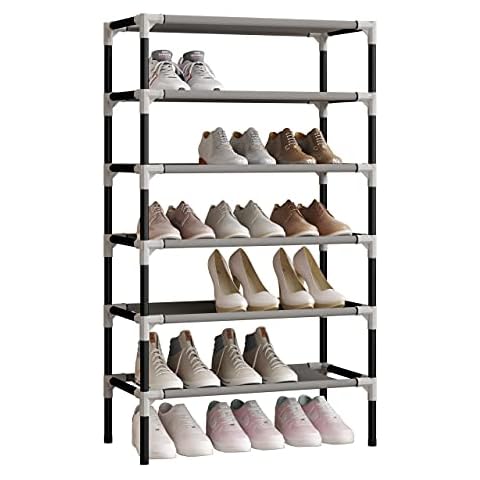 AcornFort® S-111 6 Tiers Adjustable Shoe Storage Shoe Rack Organiser Shelf Hold Stand for 18 Pairs Shoes, Using Thickened Electrophoresis Tubes, Sturdy & Space Saving , Easy Assemble Cover