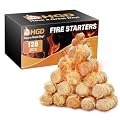 HGD Natural Fire Starters (128 Pcs) - Waterproof & Odorless Charcoal Starters for Fireplace, Campfire, BBQ, Grill, Fire Pit, Wood & Pellet Stove, Chimney, Pizza Oven & Smoker - Indoor & Outdoor Use