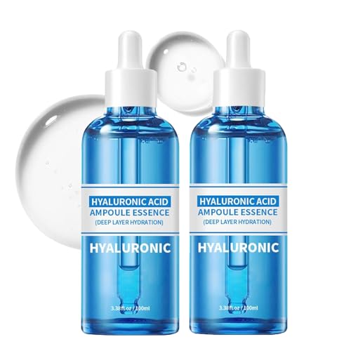 Sérum de Ácido Hialurónico para Rostro, Sérum Hidratante Hidratante, Brillo Hidratant y Protección de la Barrera Cutánea, Antiedad, No Graso, para Piel Sensible y Seca, 100 ml (2PCS)