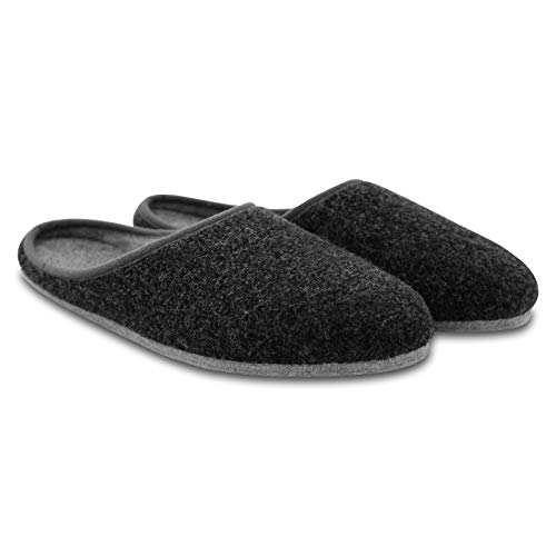 OLShop AG Herren Anthrazit Filz Pantoffeln mit Filzsohle Gr. 43