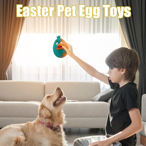 GkgWuxf Quietschendes Osterei-Hundespielzeug, Gummi-Ei-Hundespielzeug | Interaktives Hunde-Ei-Spielzeug aus Gummi,Buntes Huhn-Form-Ostern-Haustier-Ei-Spielzeug, für kleine Hunde oder große Hunde