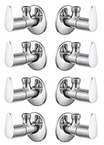 SPAZIO SmatyBuy Stainless Steel Vignette Angle Cock/Angle Valve Bathroom Faucets Taps and Faucet Angular Stop Cock Wash Basin for Geyser Tap, Chrome Plated with Wall Flange (Pack of 8) (B0978T5VVX) Amazon Price History, Amazon Price Tracker