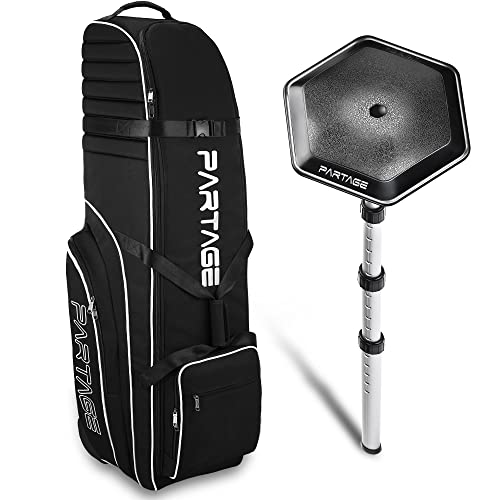 Partage Bolsa de viagem de golfe com sistema de suporte, estojo de viagem de golfe para companhias aéreas, Oxford resistente 900D - preta