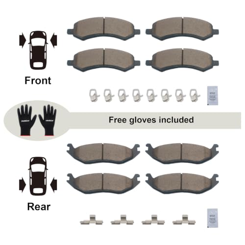 Image of HUSCH Front & Rear Ceramic Brake Pads Fit For Ram 1500, For Dodge Durango | Clean Wheels, Quiet, Short Braking Distance, Responsive Braking, Long Service Life, for Various Weather, Road Performance