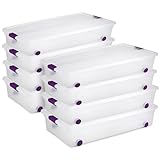 Sterilite 8-Pack ClearView Latch Box, Wheeled Underbed Organizer Bins for Home, 60 Quart
