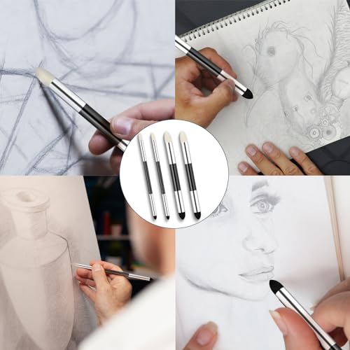 4 bolígrafos de esponja para mezclar artistas, de doble punta, reutilizables, para dibujo, arte suave, al óleo, pastel, herramientas de mezcla, lavable, pincel de esponja para artista, profesional, - imagen 7