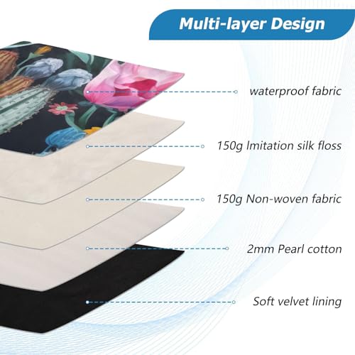 Funda para portátil 13-14 pulgadas con diseño floral y cactus miniatura 4