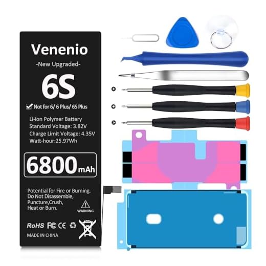 Venenio Battery for iPhone 6S, [6800mAh] 2025 Upgraded New 0 Cycle Ultra-High Capacity Battery Replacement for iPhone 6S Model A1633, A1688, A1700 with Complete Repair Tool kit