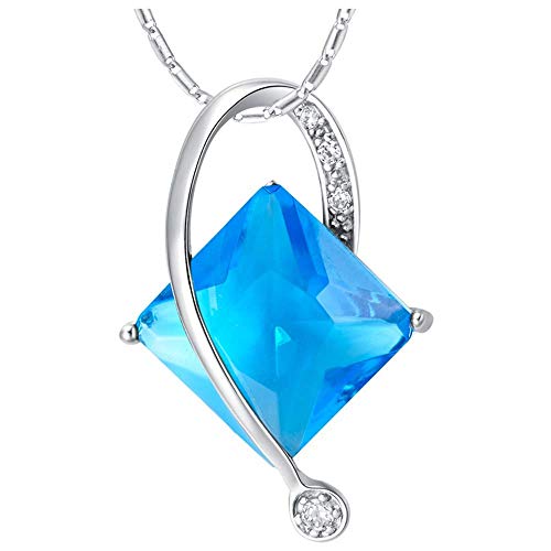 Pendentif carré en zircone violette collier plaqué or blanc tendance féminine