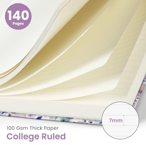 Image of Taja Spiral Lined Journal for Women, Pretty Hardcover Journal Notebook, A5 | Hardcover Design, 6 inch x 8 inch, 140 Pages, for Work, Note Taking & Journal Writing, Purple Blocks