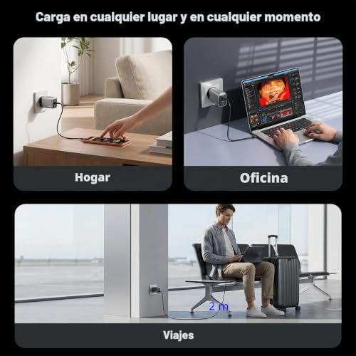 Cargador USB C 3 Puertos de 200W compatible con iPhone 17 y Galaxy S25 enchufe rápido 6