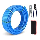 1/2 Inch Niikappu Blue PEX-B Pipe, 100 Ft Pex B Tubing with Pex Crimping Tool and Cutter In Heavy-Duty Canvas Bag