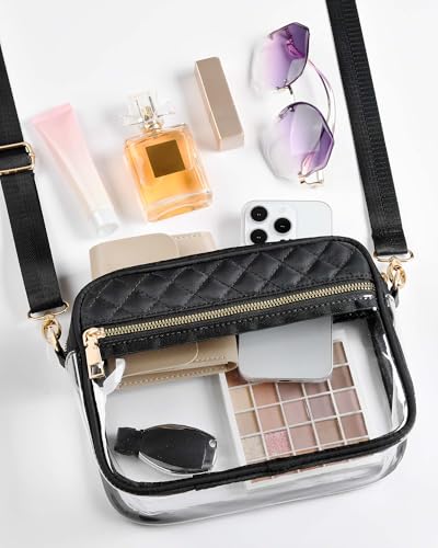 HULISEN Clear Bag for Stadium Events, Black Clear Purses for Women Stadium Crossbody, Concert Bag for Game Day, Sports Event4