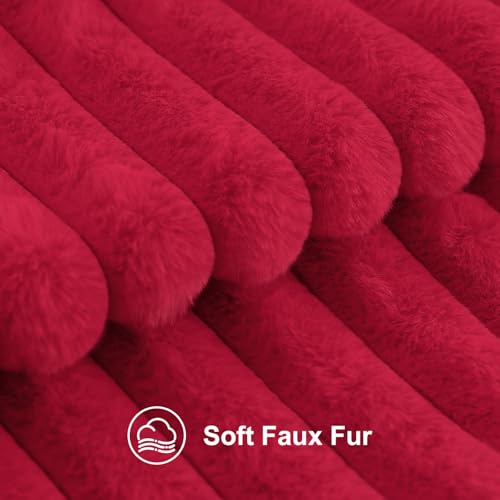Image of decorUhome Fall Faux Fur Throw Pillow Covers 18x18 Set of 2 Red