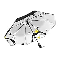 SEEKJOYS Lovely Penguins Travel Umbrella 3 Folds Windproof Auto Open Close Lightweight Umbrella UV Resistance for kids Girl Boys Men Women