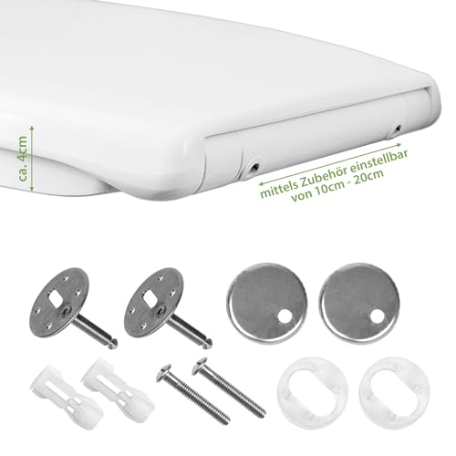 banjado Toilettendeckel mit Absenkautomatik 44,5x37cm / WC Brille Soft Close/hygienischer Toilettendeckel/Klodeckel Duroplast Edelstahl Scharniere einfache Montage - Motiv Dackel