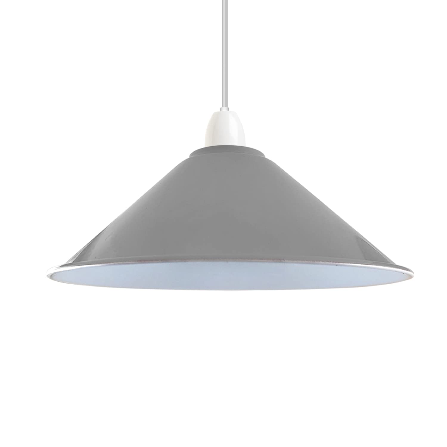 Grey Lamp Shade, 22cm x 8cm Small Cone Easy-Fit Ceiling Light Shade, Replacement Pendant Lampshades for Ceiling Lights, Lamp Shades for Table Lamps, Floor Lamps, Living Room, Bedroom