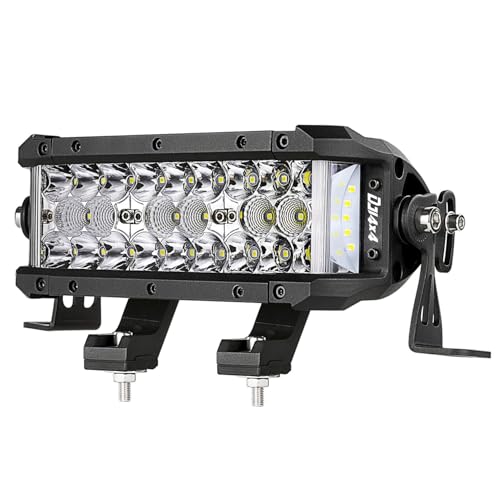 Niking Auto LED Light Bar 8 Inch 102W Triple Row Side Shooter LED Pods Off Road Spot Flood Combo Beam Waterproof Driving Fog Lights for Trucks ATV UTV SUV Tractor Dirt Bike Motorcycle Boat