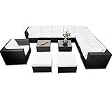 MEGA Lounge XXXL Polyrattan Eck Set inkl. einem 1er Loungesessel und aller abgebildeten Kissen ❖ Kunststoffgeflecht ❖ handgeflochten und aus pflegeleichtem Polyrattan Geflecht hergestellt