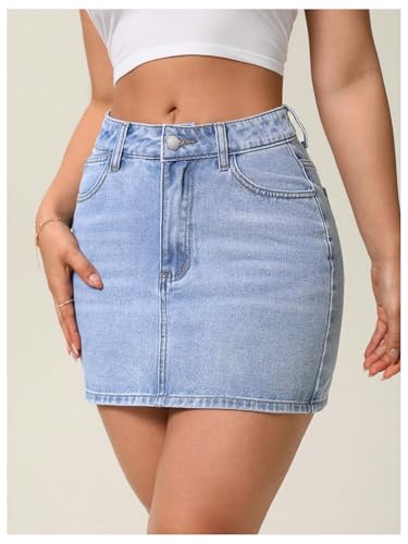 Floerns Women's Casual Mid Waist Denim Skirts Streetwear Bodycon Mini Skirt4