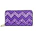 Produktbild JHGFG Lila Chevron Damen RFID Blocking Zip Around Brieftasche Echte Leder Clutch Langer Kartenhalter Organizer Brieftaschen Große Reisetasche